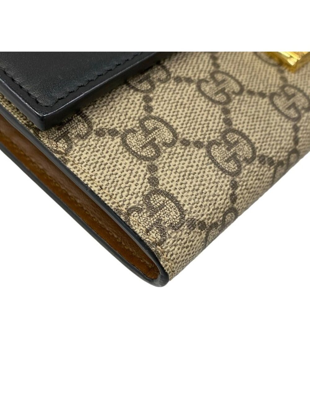 Gucci Wallet Padlockgg Plus GG Supreme Dark Brown Beige Black Chain Leather - Picture 7 of 13